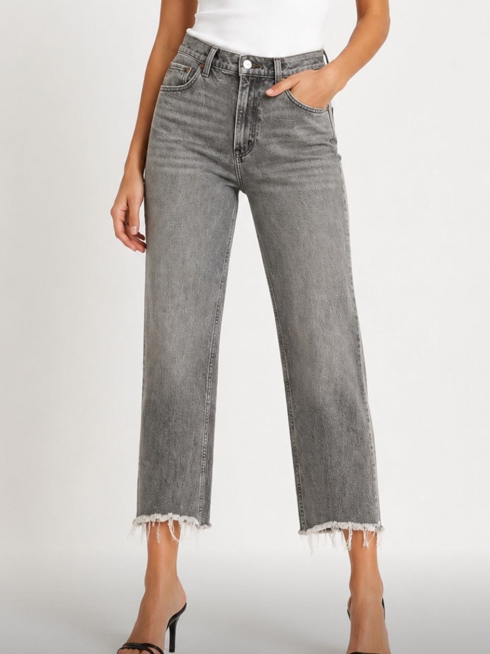 Abercrombie & fitch the 90s straight ultra high rise grey wash sz 26